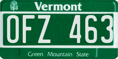 VT license plate OFZ463