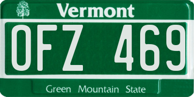 VT license plate OFZ469