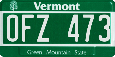 VT license plate OFZ473