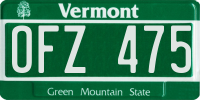 VT license plate OFZ475
