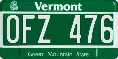 VT license plate OFZ476