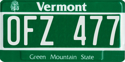 VT license plate OFZ477