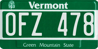 VT license plate OFZ478