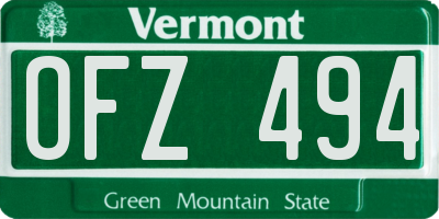 VT license plate OFZ494