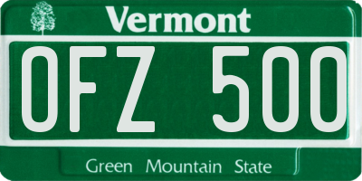 VT license plate OFZ500