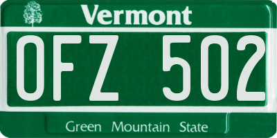 VT license plate OFZ502