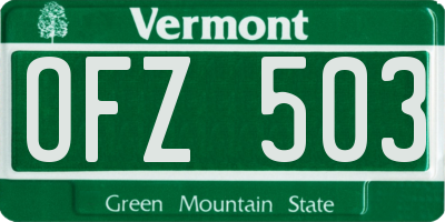 VT license plate OFZ503