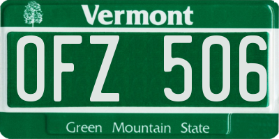 VT license plate OFZ506