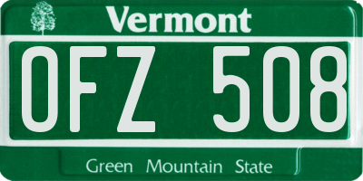 VT license plate OFZ508