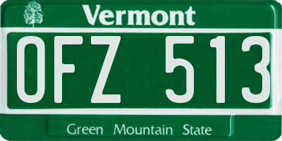 VT license plate OFZ513