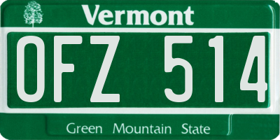VT license plate OFZ514