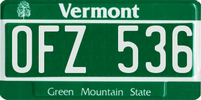 VT license plate OFZ536