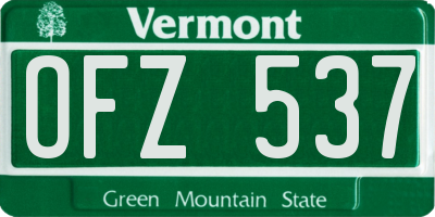 VT license plate OFZ537