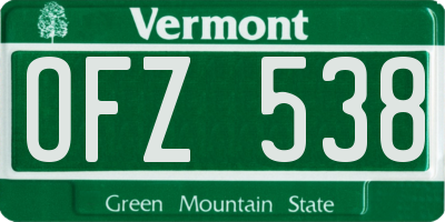 VT license plate OFZ538