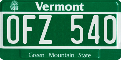 VT license plate OFZ540