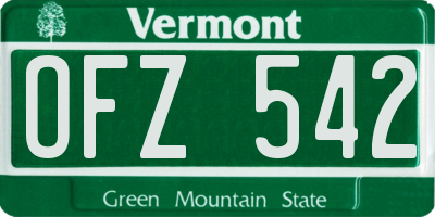 VT license plate OFZ542