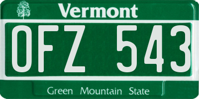 VT license plate OFZ543
