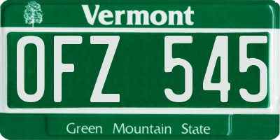 VT license plate OFZ545