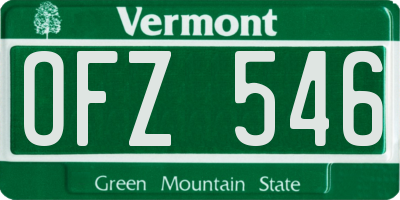 VT license plate OFZ546