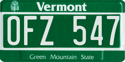 VT license plate OFZ547