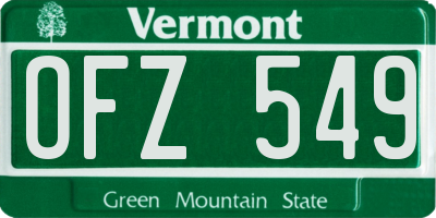 VT license plate OFZ549