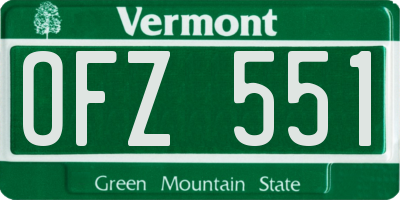 VT license plate OFZ551