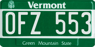 VT license plate OFZ553