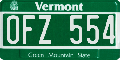 VT license plate OFZ554