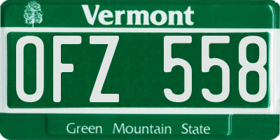VT license plate OFZ558