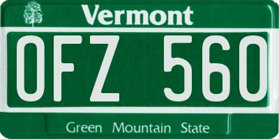 VT license plate OFZ560