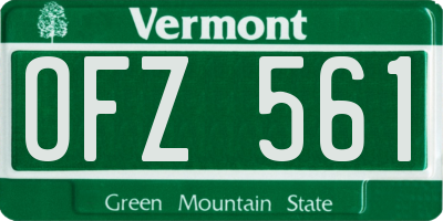 VT license plate OFZ561