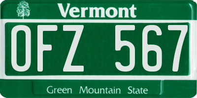 VT license plate OFZ567