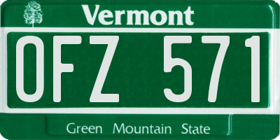VT license plate OFZ571