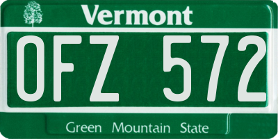 VT license plate OFZ572