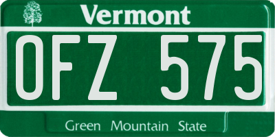VT license plate OFZ575