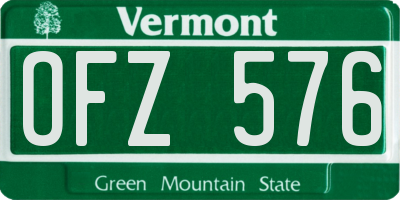 VT license plate OFZ576
