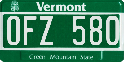 VT license plate OFZ580