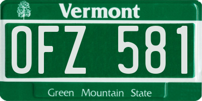VT license plate OFZ581