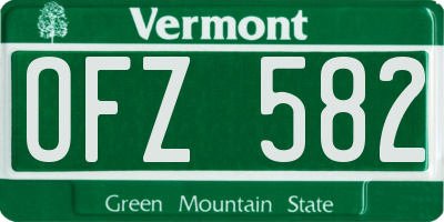 VT license plate OFZ582