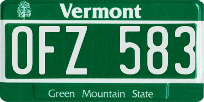 VT license plate OFZ583