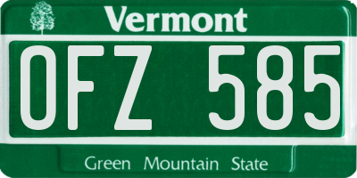 VT license plate OFZ585