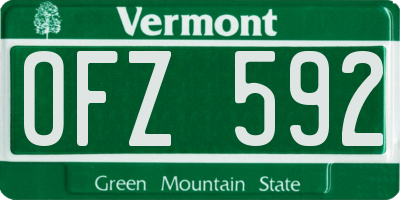 VT license plate OFZ592