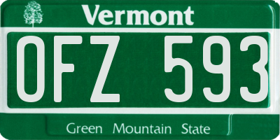 VT license plate OFZ593