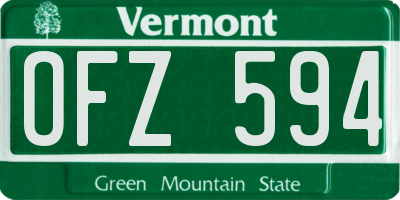 VT license plate OFZ594