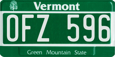 VT license plate OFZ596