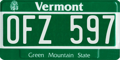 VT license plate OFZ597
