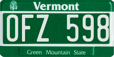 VT license plate OFZ598