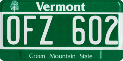 VT license plate OFZ602