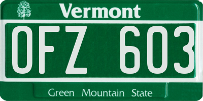 VT license plate OFZ603