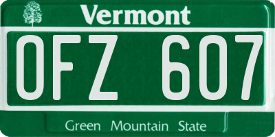VT license plate OFZ607